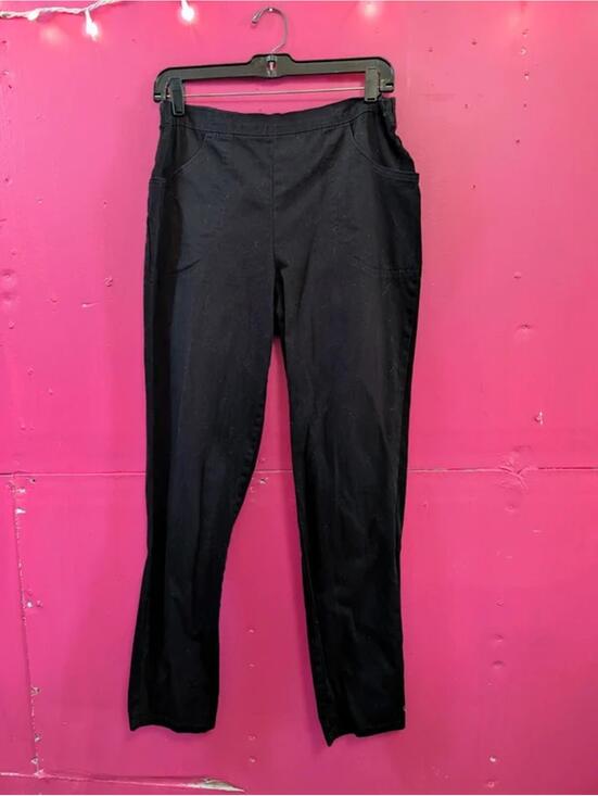 White Stag Pants - Black Flat Front Stretch Cotton Trousers Medium size 8/10